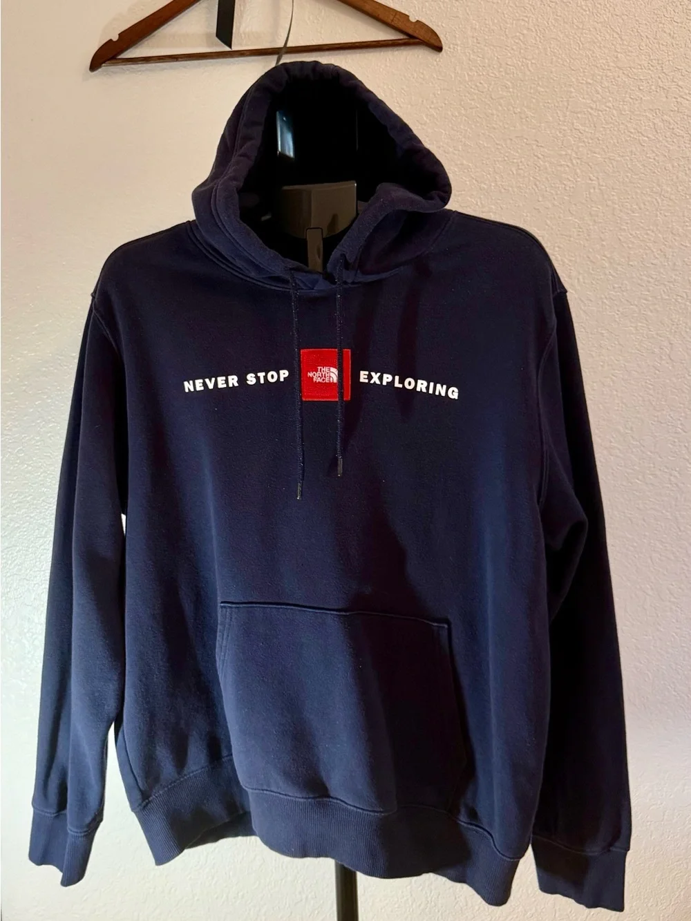 The North Face Aviator Navy Never Stop Exploring Pullover Hoodie Men Large
